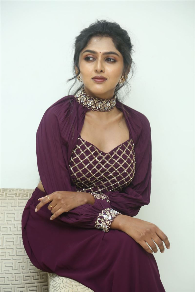 Telugu Actress Charishma Shreekar in Maroon Dress